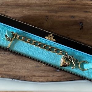 Vintage Juicy Couture Bracelet | Gold Link with Puffy Heart and “J” Charms